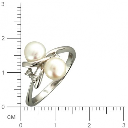 Кольцо с жемчугом, фианитами из серебра (арт. 320647)