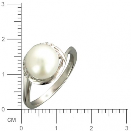 Кольцо с жемчугом, фианитами из серебра (арт. 320650)