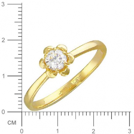 Кольцо Цветок с бриллиантом из желтого золота (арт. 321072)