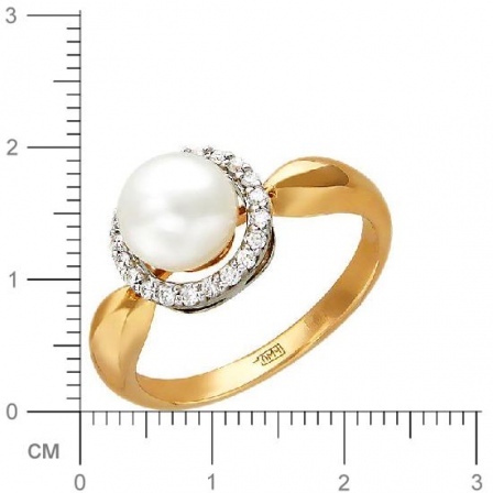 Кольцо с бриллиантами, жемчугом из комбинированного золота (арт. 321077)