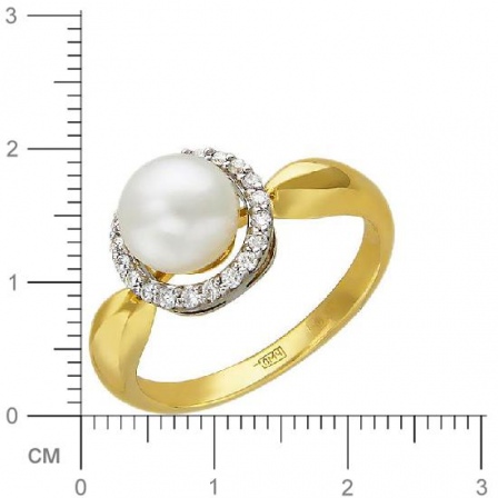 Кольцо с бриллиантами, жемчугом из комбинированного золота (арт. 321078)