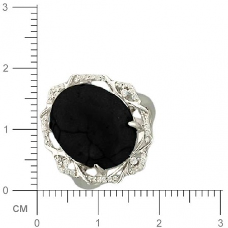 Кольцо с фианитами, ониксом из серебра (арт. 321350)