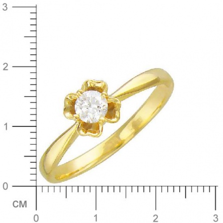 Кольцо Цветок с бриллиантом из желтого золота (арт. 321663)