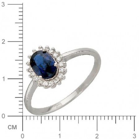 Кольцо с бриллиантами, сапфиром из белого золота (арт. 321814)