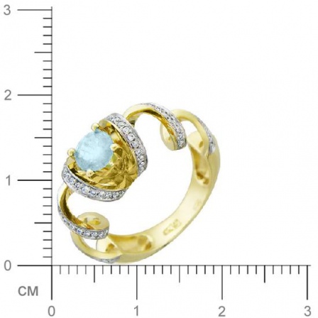 Кольцо с бриллиантами, топазом из желтого золота 750 пробы (арт. 322008)