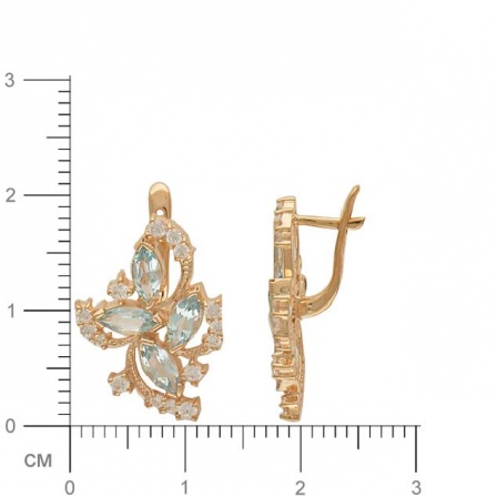 Серьги с топазами, фианитами из красного золота (арт. 322278)