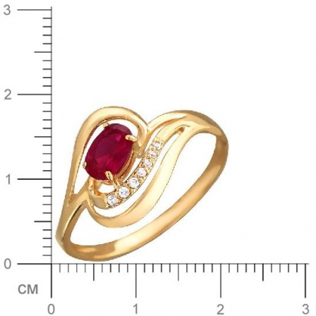 Кольцо со шпинелью, фианитами из красного золота (арт. 323213)