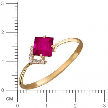 Кольцо с рубином, фианитами из красного золота (арт. 323215)