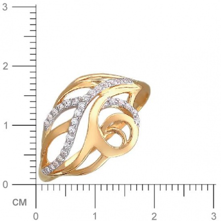 Кольцо Перо с фианитами из красного золота (арт. 323473)