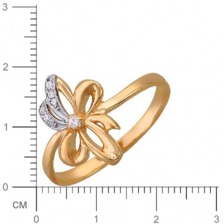 Кольцо Цветок с фианитами из красного золота (арт. 324526)