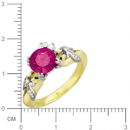 Кольцо с бриллиантами, рубином из комбинированного золота 750 пробы (арт. 324637)