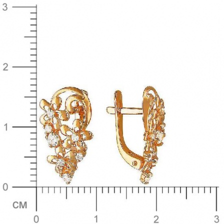 Серьги Цветы с фианитами из красного золота (арт. 325191)