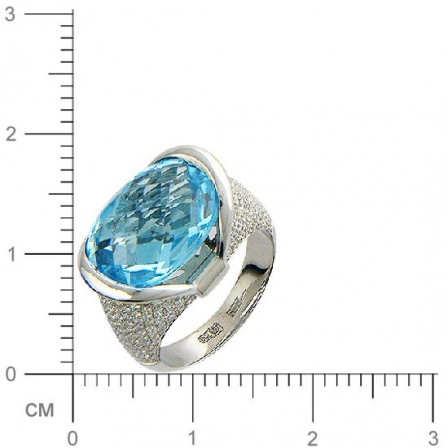 Кольцо с бриллиантами, топазом из белого золота 750 пробы (арт. 325659)