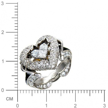Кольцо Сердце с бриллиантами, вставкой из эмали из комбинированного золота (арт. 325687)
