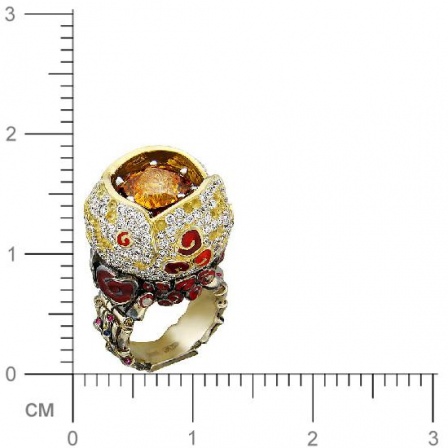 Кольцо с бриллиантами, гиацинтом, рубинами, сапфирами, тсаворитами, из из (арт. 325689)