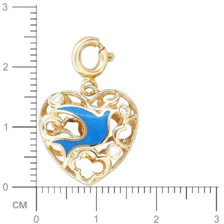 Подвеска Сердце с бриллиантами, вставкой из эмали из желтого золота (арт. 325749)