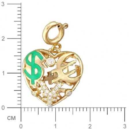 Подвеска Сердце с бриллиантами, вставкой из эмали из желтого золота (арт. 325751)