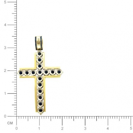 Крестик с бриллиантами, сапфирами из комбинированного золота 750 пробы (арт. 325783)