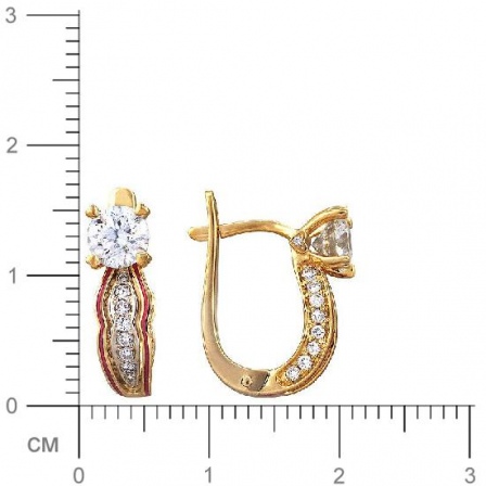 Серьги с бриллиантами, вставкой из эмали из комбинированного золота 750 (арт. 325857)