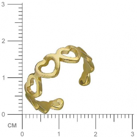 Кольцо  безразмерное Сердечки из желтого золота (арт. 326031)