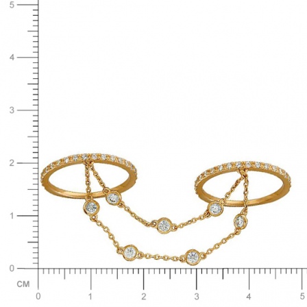 Два кольца на цепочке  с фианитами из красного золота (арт. 326034)