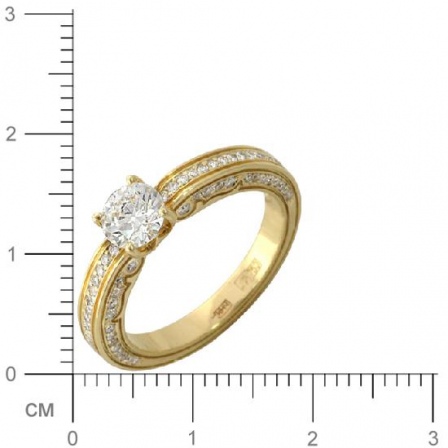 Кольцо с бриллиантами из желтого золота 750 пробы (арт. 327115)