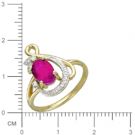 Кольцо с бриллиантами, рубином из желтого золота (арт. 327898)
