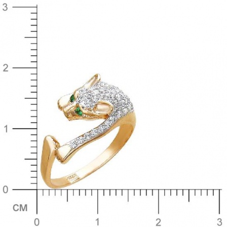 Кольцо Кошка со шпинелью, фианитами из красного золота (арт. 327916)