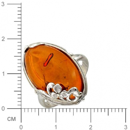 Кольцо с янтарем из серебра (арт. 329021)