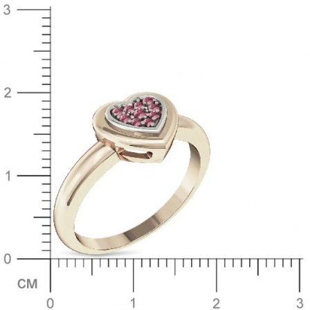 Кольцо Сердце с рубинами из желтого золота (арт. 329715)
