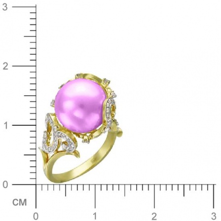 Кольцо Шар с бриллиантами, аметистом из желтого золота 750 пробы (арт. 329742)