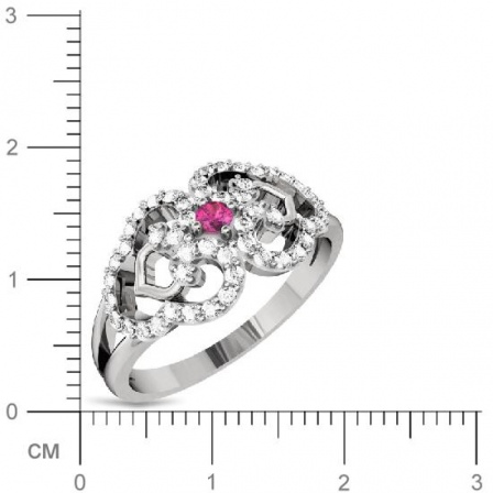 Кольцо с бриллиантами, рубином из белого золота (арт. 332149)