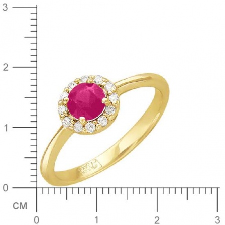 Кольцо с бриллиантами, рубином из желтого золота (арт. 332150)