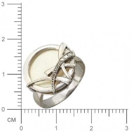 Кольцо с перламутром, фианитами из серебра (арт. 332513)