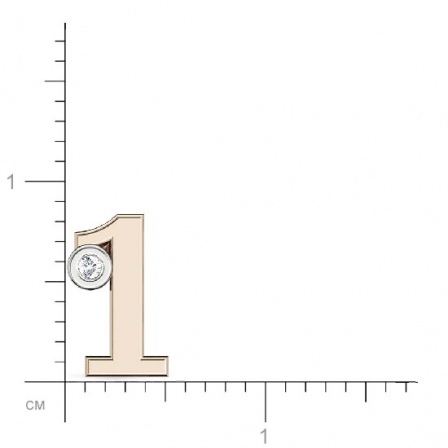 Подвеска Цифра "1" с бриллиантом из красного золота (арт. 332683)