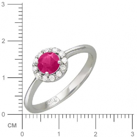Кольцо с бриллиантами, рубином из белого золота (арт. 332809)