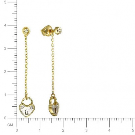 Серьги Замочки с бриллиантами из желтого золота (арт. 332934)