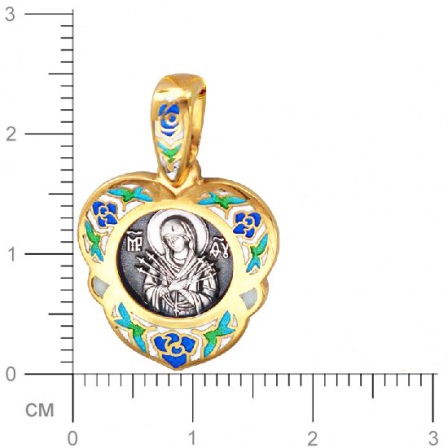 Подвеска-иконка "Семистрельная Богородица" из чернёного серебра с позолотой (арт. 332990)