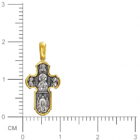 Крестик из чернёного серебра с позолотой (арт. 333025)