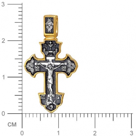 Крестик из чернёного серебра с позолотой (арт. 333031)