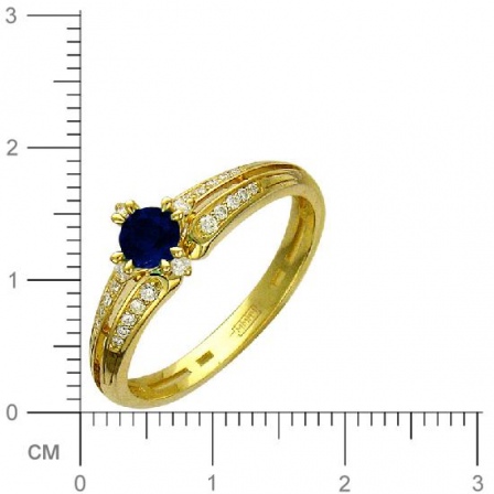 Кольцо с бриллиантами, сапфиром из желтого золота (арт. 333207)