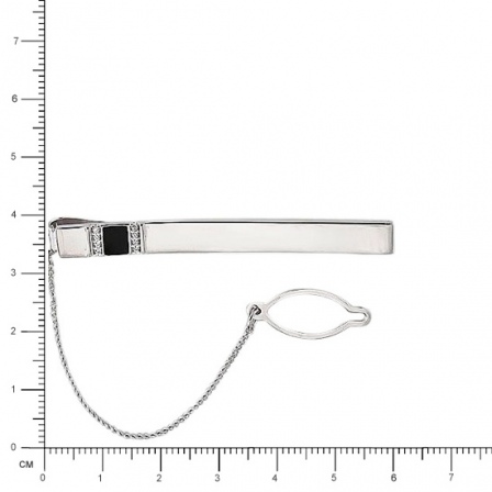 Зажим для галстука с фианитами, вставкой из эмали из серебра (арт. 335120)