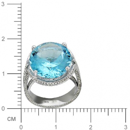 Кольцо с бриллиантами, топазом из белого золота 750 пробы (арт. 335166)