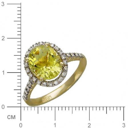 Кольцо с бриллиантами, кварцем из желтого золота (арт. 335826)