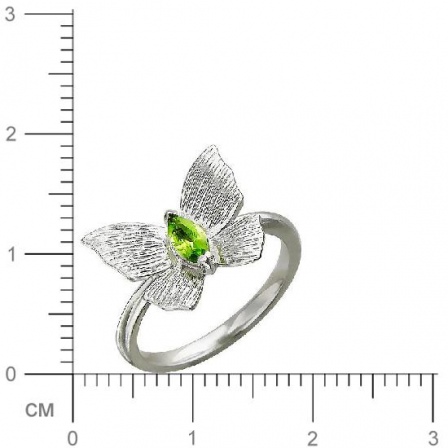 Кольцо Бабочка с хризолитом из серебра (арт. 337484)