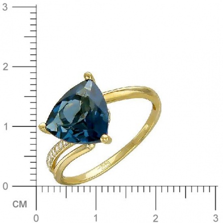 Кольцо с топазом, фианитами из желтого золота (арт. 337785)