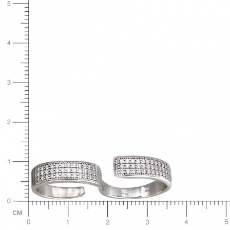 Кольцо на два с фианитами из серебра (арт. 337832)