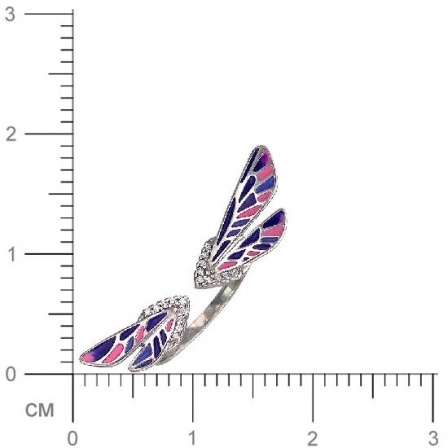 Кольцо Бабочка с фианитами из серебра (арт. 337850)