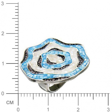 Кольцо с перламутром, фианитами из серебра (арт. 337879)