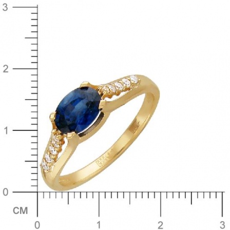 Кольцо с бриллиантами, сапфиром из желтого золота (арт. 337900)